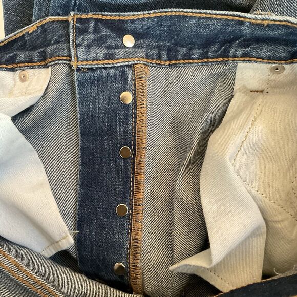 Re/Done Jeans Women's 34 Bay Fade Med Wash Straight Leg Button Front NWT - Picture 12 of 16